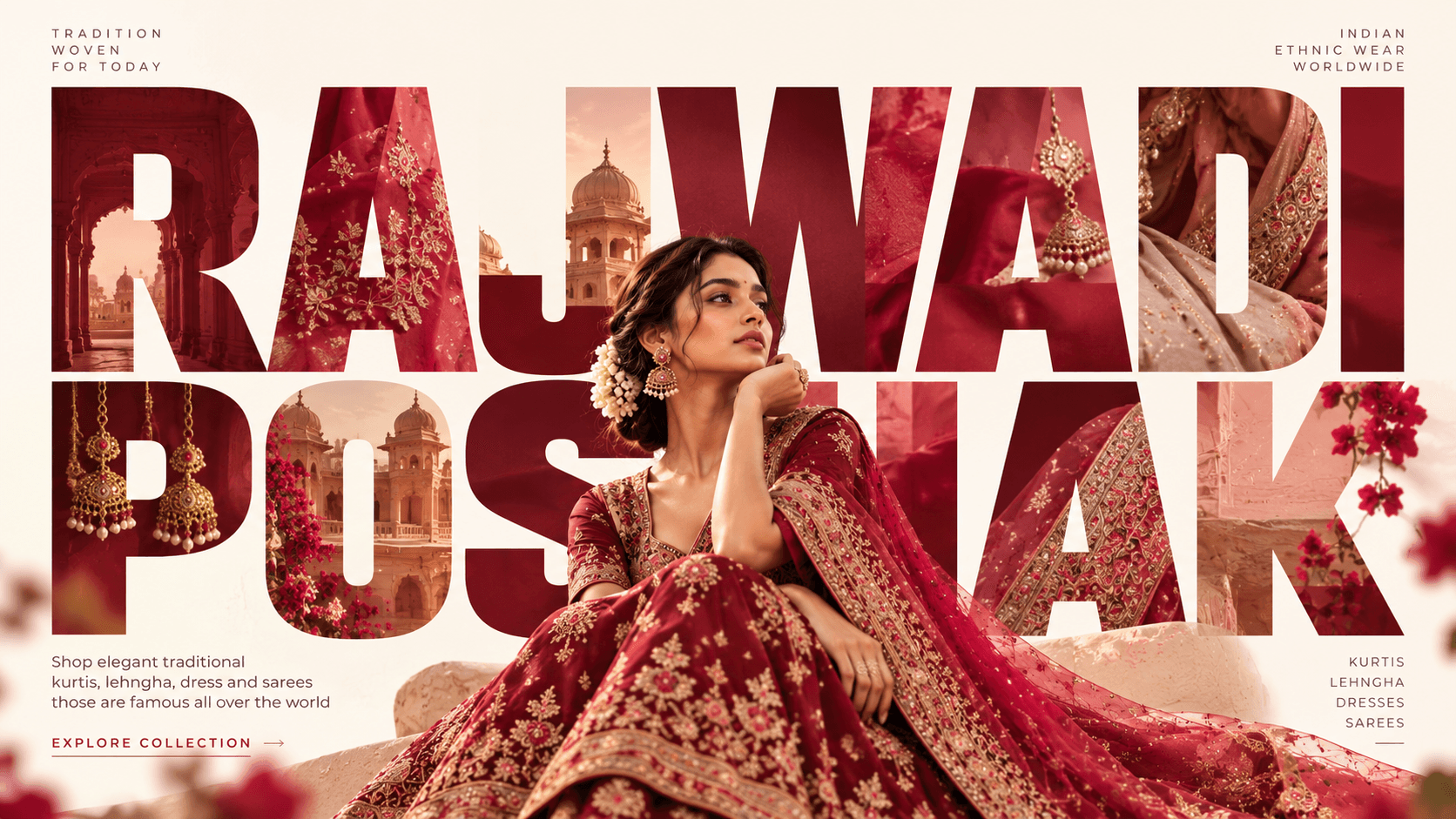 Rajwadi Poshak homepage built with Kivi UI